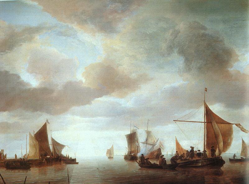 Jan van de Capelle Ships on a Calm oil painting picture